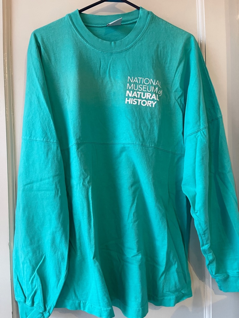 SPIRIT JERSEY Smithsonian Teal Long Sleeve Graphic Tee Washington DC Dinosaur - Picture 6 of 8